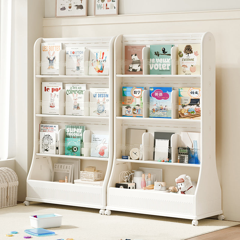 Modern Minimalist Eco-Friendly HDPE Curved Edge Rectangular Movable Bookshelf 3-Tier For Study