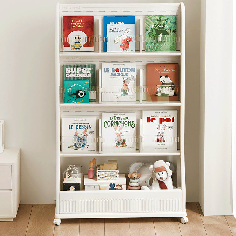 Modern Minimalist Eco-Friendly HDPE Curved Edge Rectangular Movable Bookshelf 3-Tier For Study