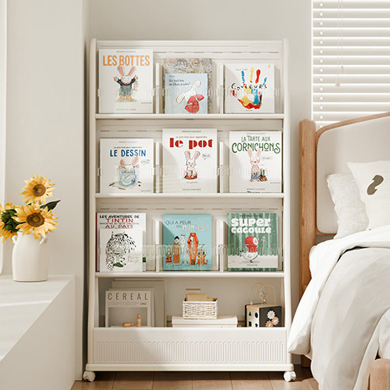 Modern Minimalist Eco-Friendly HDPE Curved Edge Rectangular Movable Bookshelf 3-Tier For Study