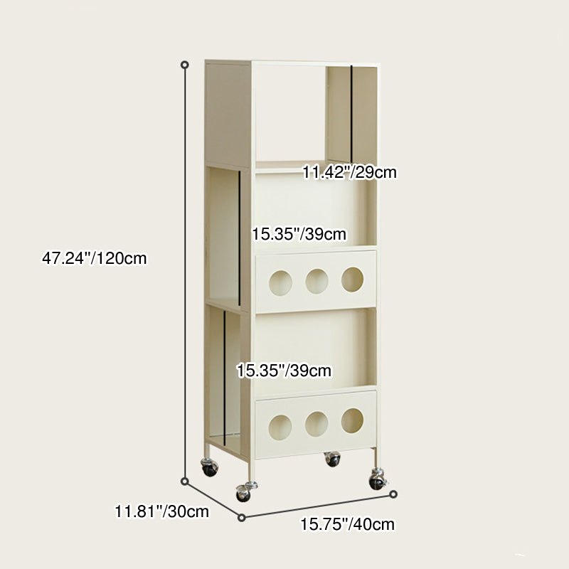 Contemporary Industrial Carbon Steel Rectangular Movable Storage Shelf 3-Tier For Living Room & Study