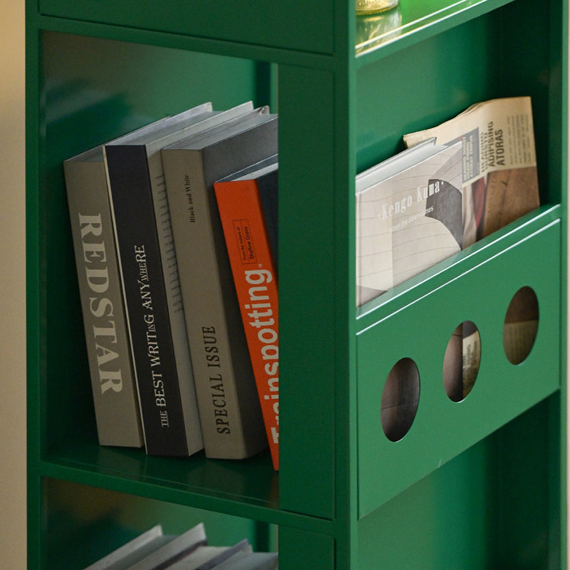 Contemporary Industrial Carbon Steel Rectangular Movable Storage Shelf 3-Tier For Living Room & Study