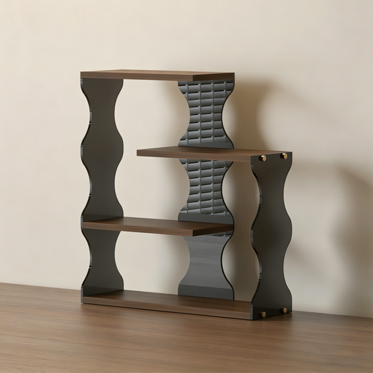 Modern Minimalist MDF Acrylic Wavy-Edged Rectangular Desktop Cup Storage Shelf 4-Tier For Dining Room