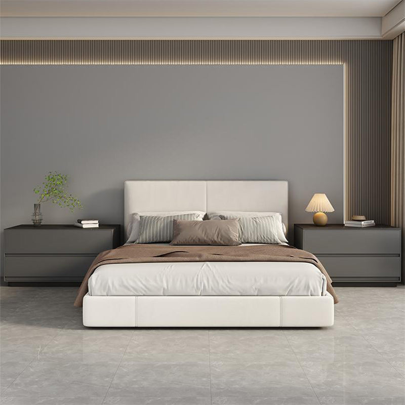Modern Minimalist Sintered Stone Microfiber Leather Plywood Rectangular Nightstand 2-Drawer For Bedroom