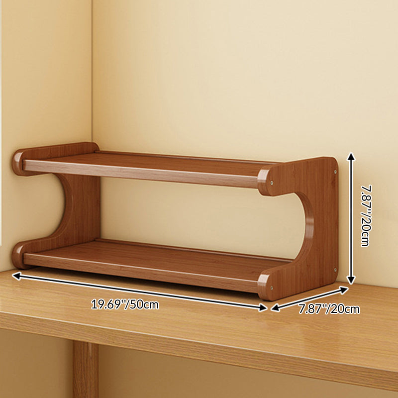 Traditional Vintage Bamboo Medium Density Fiberboard Rounded E-Shaped Storage Shelf 2/3/4-Tier For Home Office