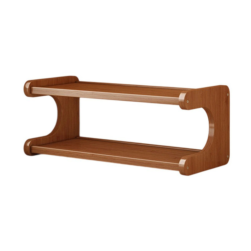 Traditional Vintage Bamboo Medium Density Fiberboard Rounded E-Shaped Storage Shelf 2/3/4-Tier For Home Office
