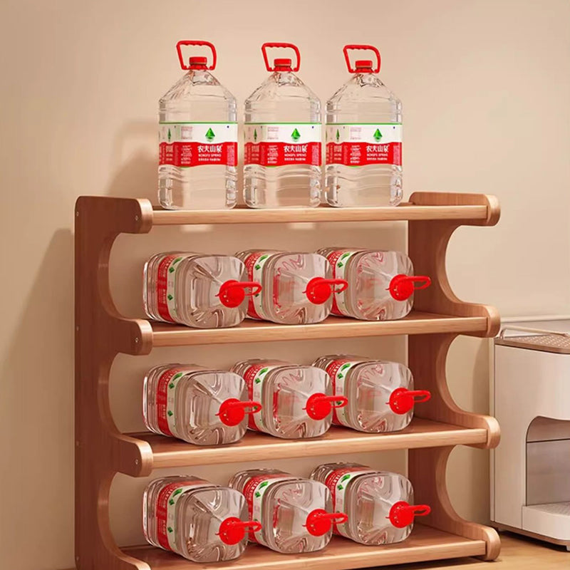Traditional Vintage Bamboo Medium Density Fiberboard Rounded E-Shaped Storage Shelf 2/3/4-Tier For Home Office