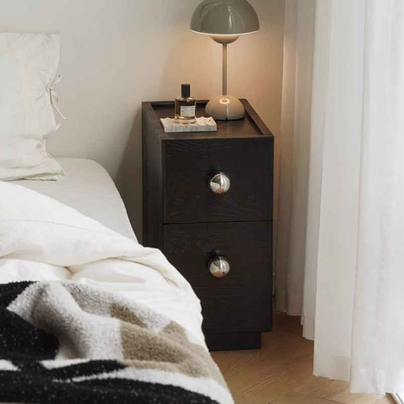 Traditional Vintage Pine Wood Stainless Steel Rectangular Ball Nightstand 2-Tier For Bedroom