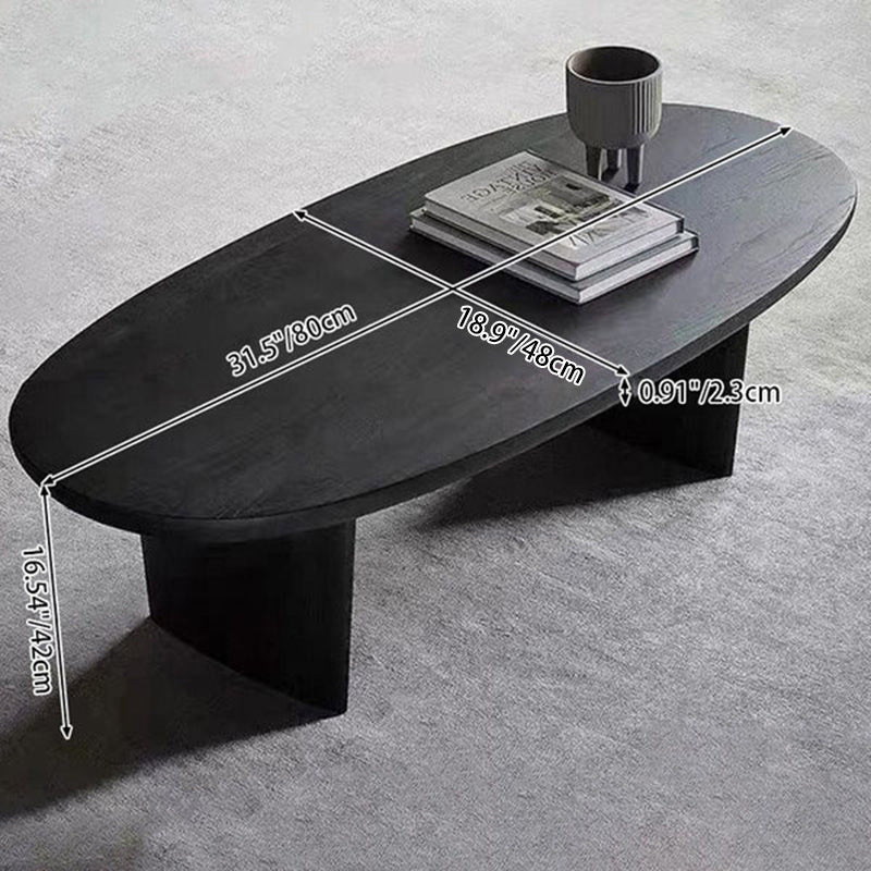 Contemporary Scandinavian Rubberwood Long Oval Coffee Table 1-Tier For Living Room