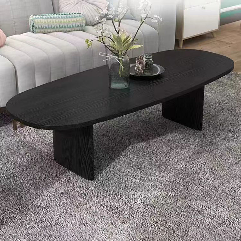 Contemporary Scandinavian Rubberwood Long Oval Coffee Table 1-Tier For Living Room