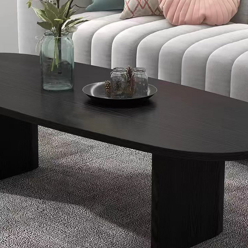 Contemporary Scandinavian Rubberwood Long Oval Coffee Table 1-Tier For Living Room