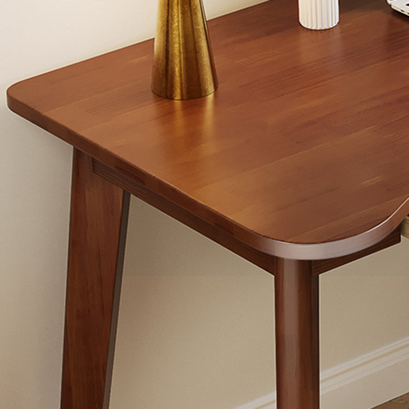 Modern Minimalist Solid Wood Multilayer Board Rubberwood Curved Rectangular Office Desk 1-Drawer For Bedroom