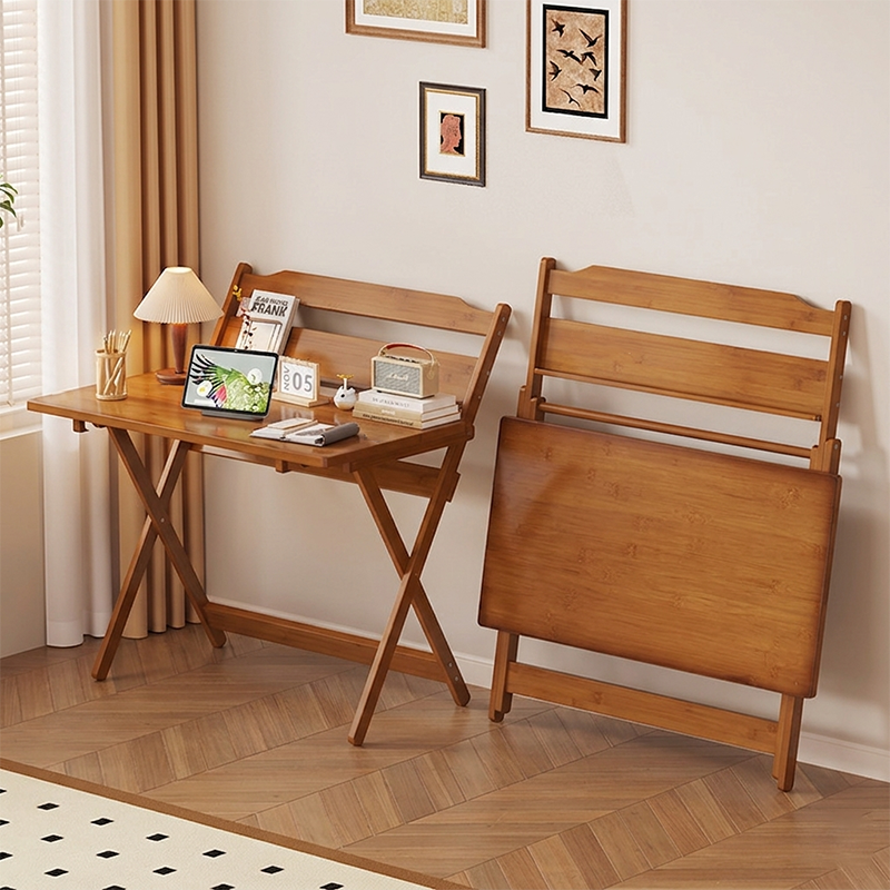 Traditional Chinese Bamboo Rectangular Foldable Office Desk 1 Tier For Bedroom