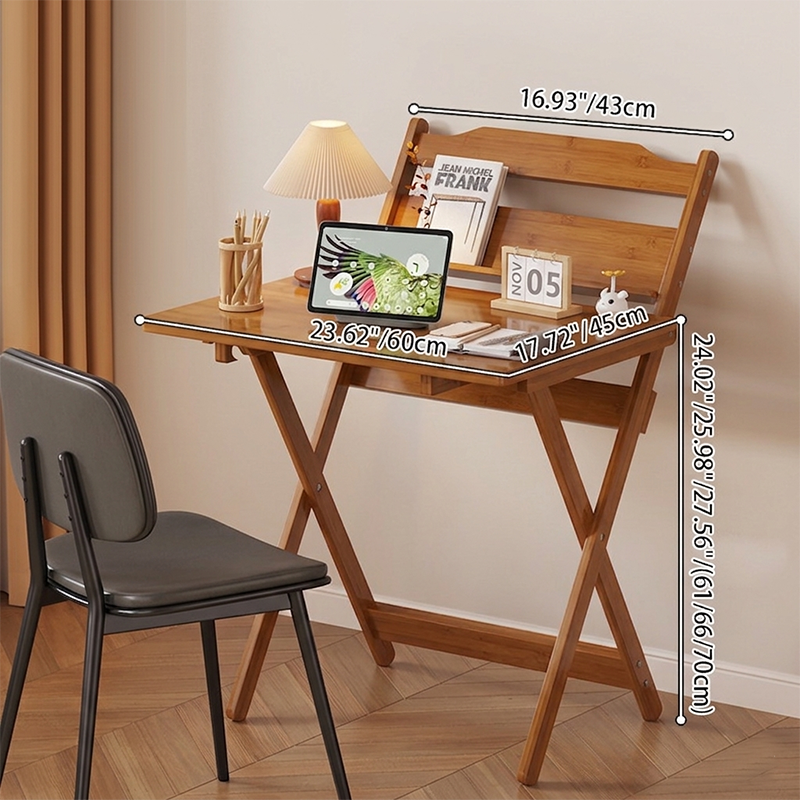 Traditional Chinese Bamboo Rectangular Foldable Office Desk 1 Tier For Bedroom