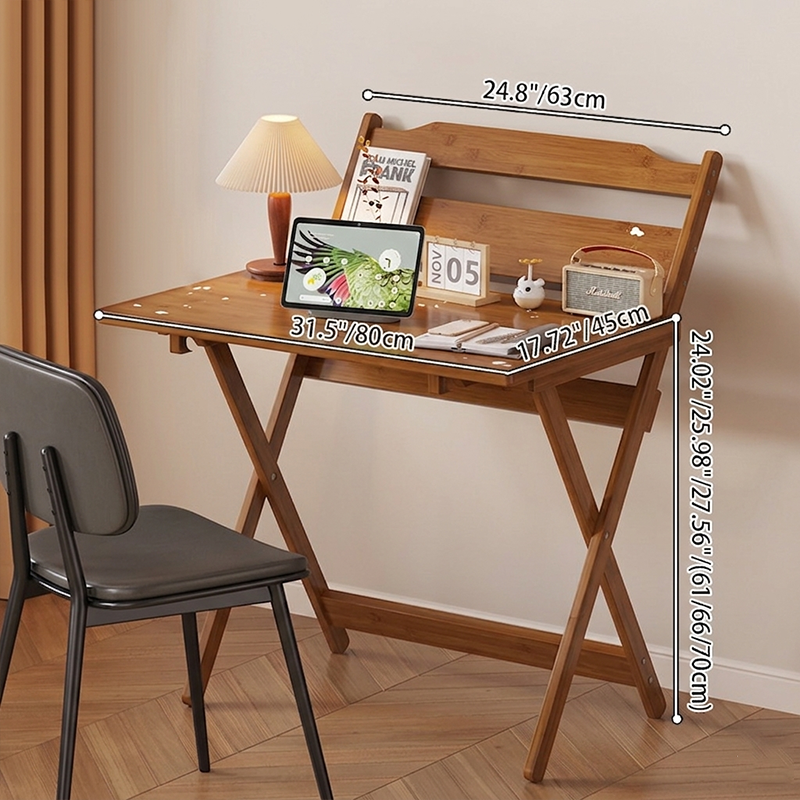 Traditional Chinese Bamboo Rectangular Foldable Office Desk 1 Tier For Bedroom
