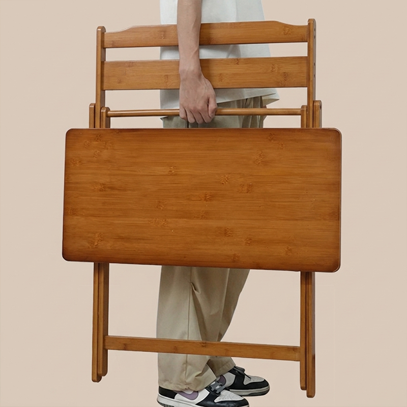 Traditional Chinese Bamboo Rectangular Foldable Office Desk 1 Tier For Bedroom