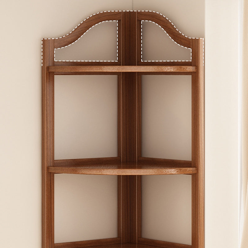 Modern Minimalist Bamboo Fan-Shaped Right-Angle Corner Shelf Unit 3/4/5/6 Tier For Living Room