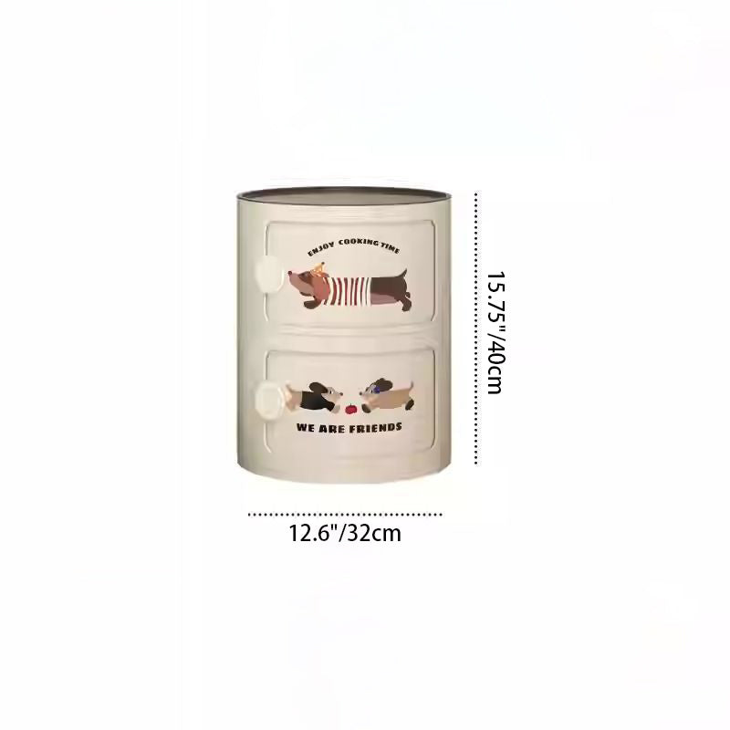 Contemporary Creative ABS Round Animal Nightstand 2/3 Tier For Bedroom