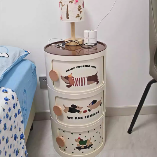 Contemporary Creative ABS Round Animal Nightstand 2/3 Tier For Bedroom