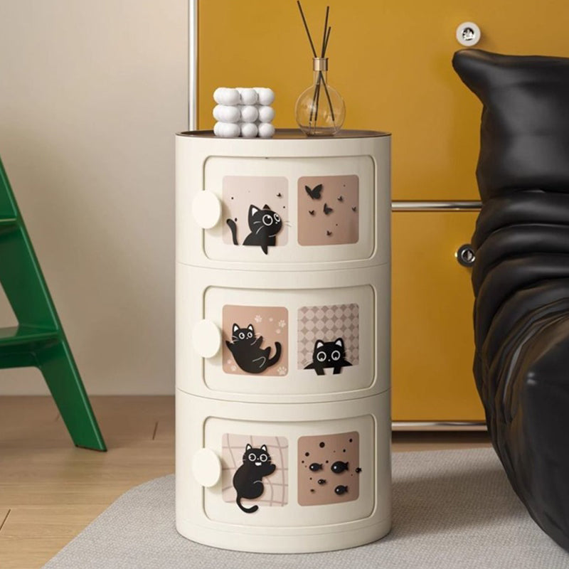 Contemporary Creative ABS Round Animal Nightstand 2/3 Tier For Bedroom