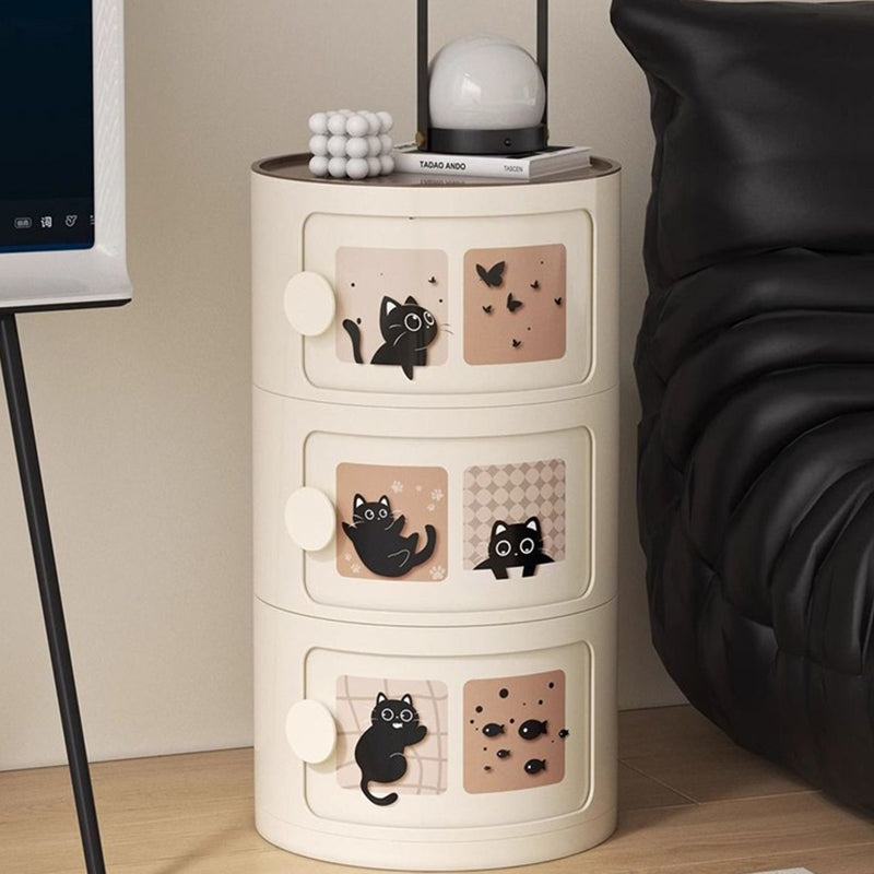 Contemporary Creative ABS Round Animal Nightstand 2/3 Tier For Bedroom