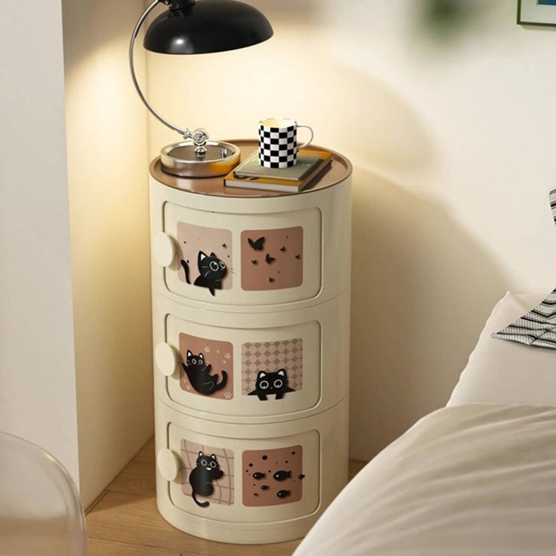 Contemporary Creative ABS Round Animal Nightstand 2/3 Tier For Bedroom