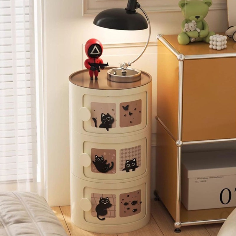 Contemporary Creative ABS Round Animal Nightstand 2/3 Tier For Bedroom