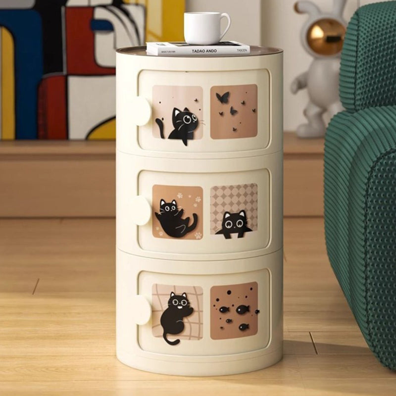 Contemporary Creative ABS Round Animal Nightstand 2/3 Tier For Bedroom