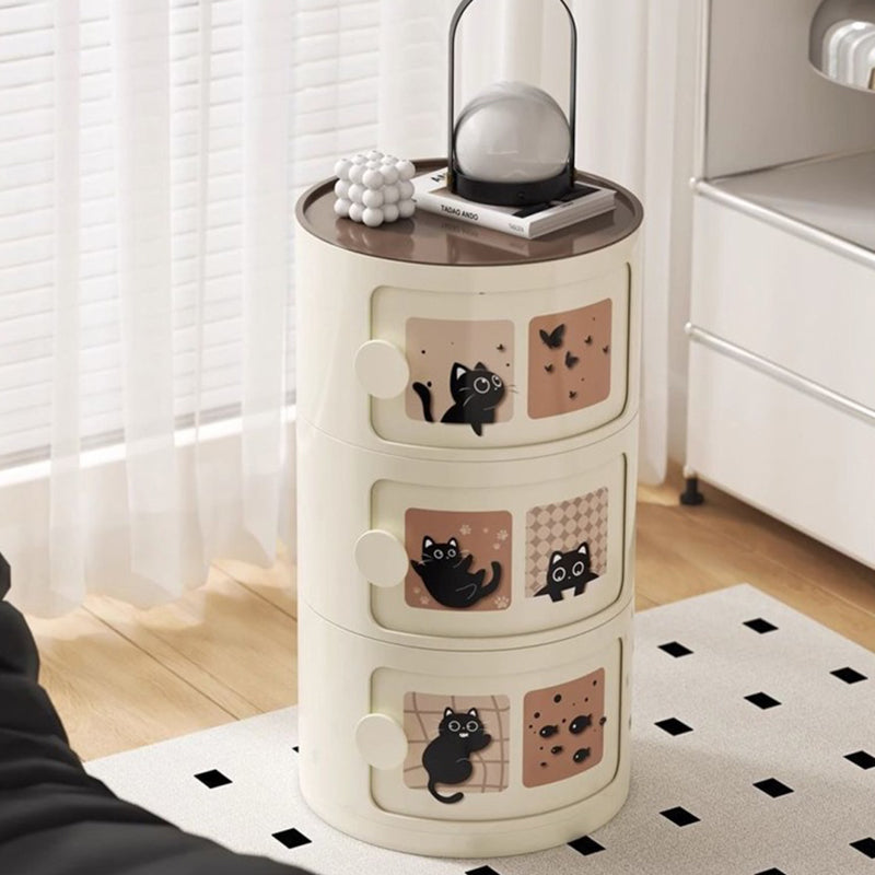 Contemporary Creative ABS Round Animal Nightstand 2/3 Tier For Bedroom