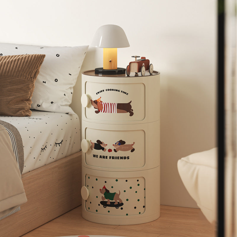 Contemporary Creative ABS Round Animal Nightstand 2/3 Tier For Bedroom