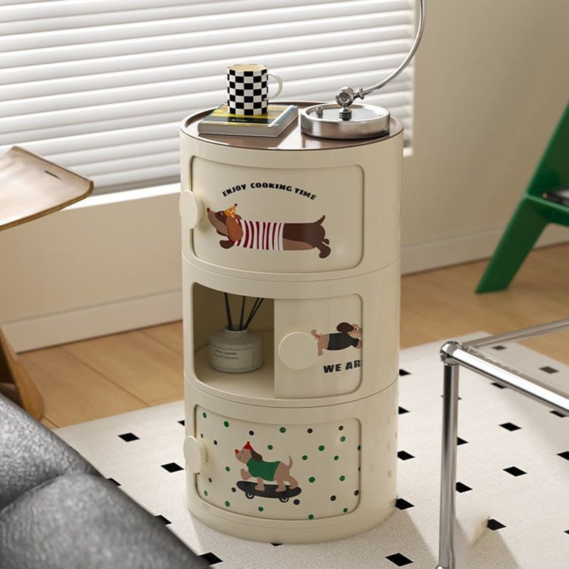 Contemporary Creative ABS Round Animal Nightstand 2/3 Tier For Bedroom