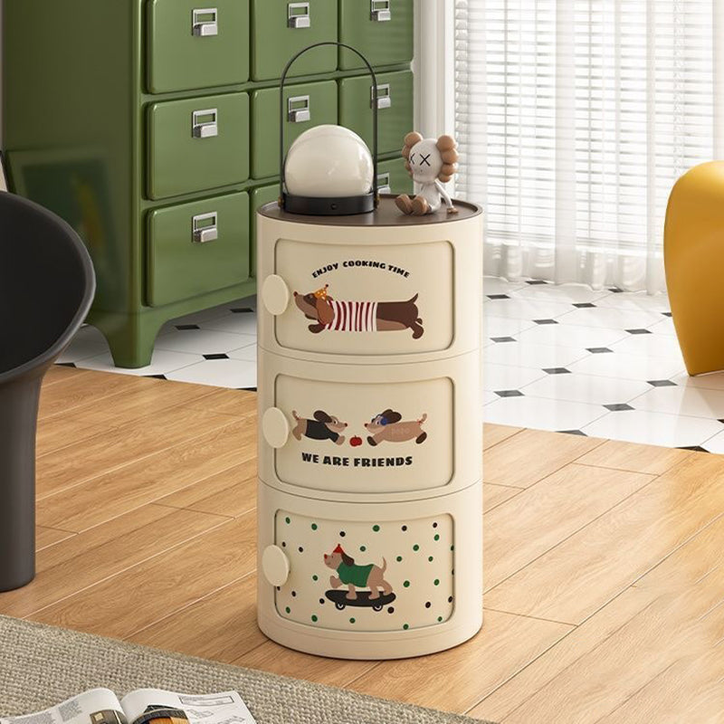 Contemporary Creative ABS Round Animal Nightstand 2/3 Tier For Bedroom