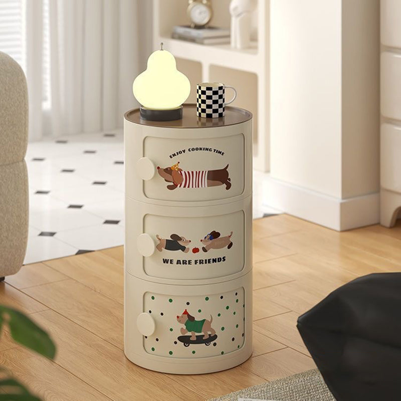 Contemporary Creative ABS Round Animal Nightstand 2/3 Tier For Bedroom