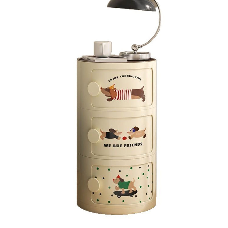 Contemporary Creative ABS Round Animal Nightstand 2/3 Tier For Bedroom