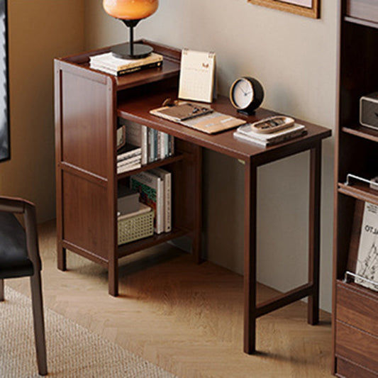 Traditional Vintage Bamboo MDF Foldable Rectangular Kid Study Desk With 3-Tier For Living Room