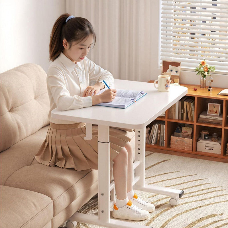 Modern Minimalist MDF Carbon Steel Rounded Rectangular Study Desk With Adjustable Height For Living Room