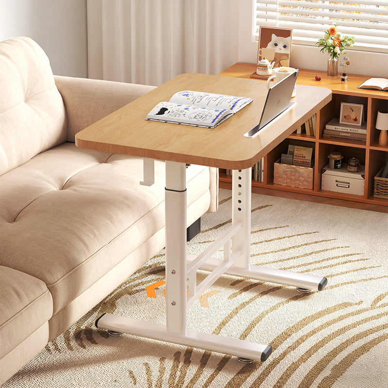 Modern Minimalist MDF Carbon Steel Rounded Rectangular Study Desk With Adjustable Height For Living Room