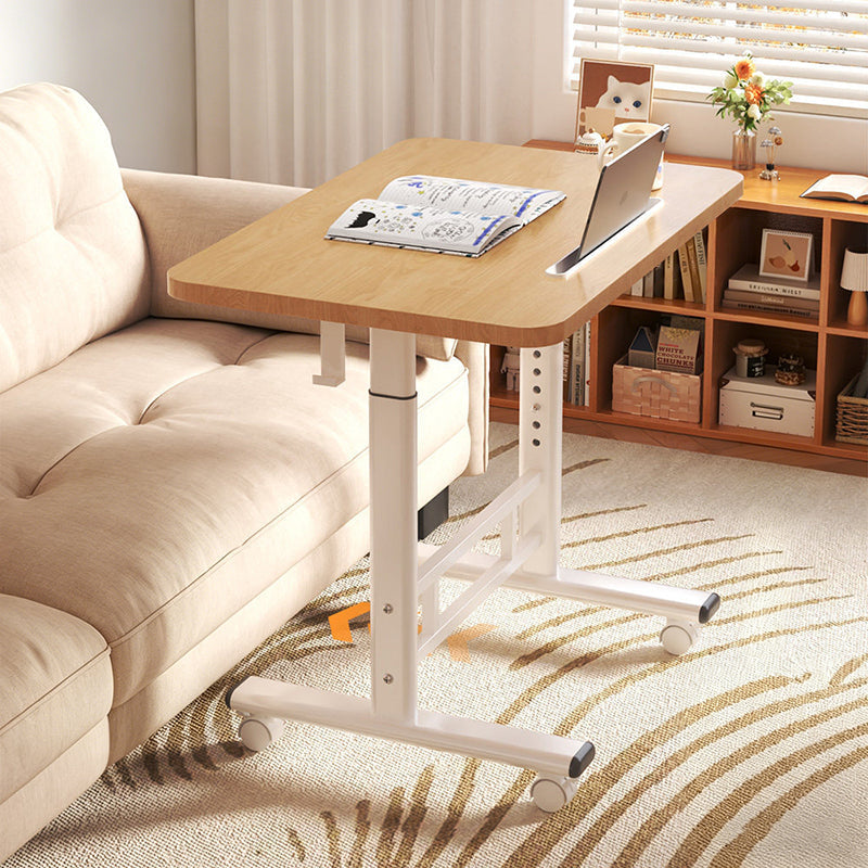 Modern Minimalist MDF Carbon Steel Rounded Rectangular Study Desk With Adjustable Height For Living Room