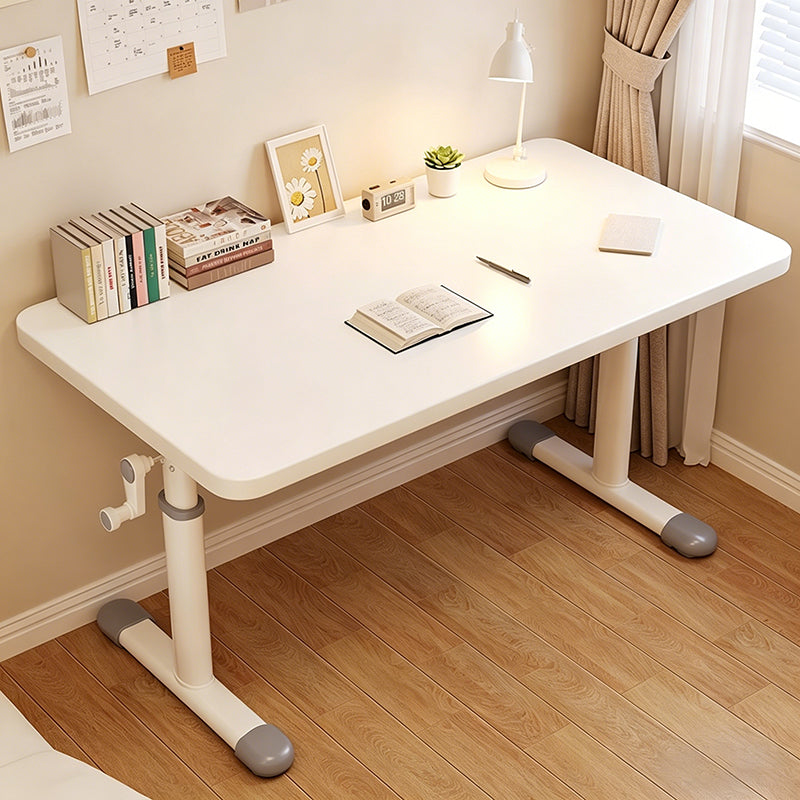 Modern Minimalist Engineered Wood Carbon Steel Rounded Rectangular Kids Study Desk With 1-Tier For Bedroom
