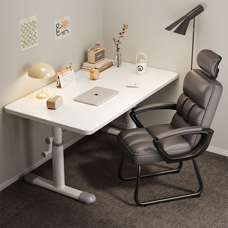 Modern Minimalist Engineered Wood Carbon Steel Rounded Rectangular Kids Study Desk With 1-Tier For Bedroom