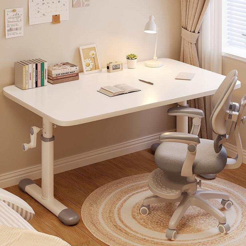 Modern Minimalist Engineered Wood Carbon Steel Rounded Rectangular Kids Study Desk With 1-Tier For Bedroom