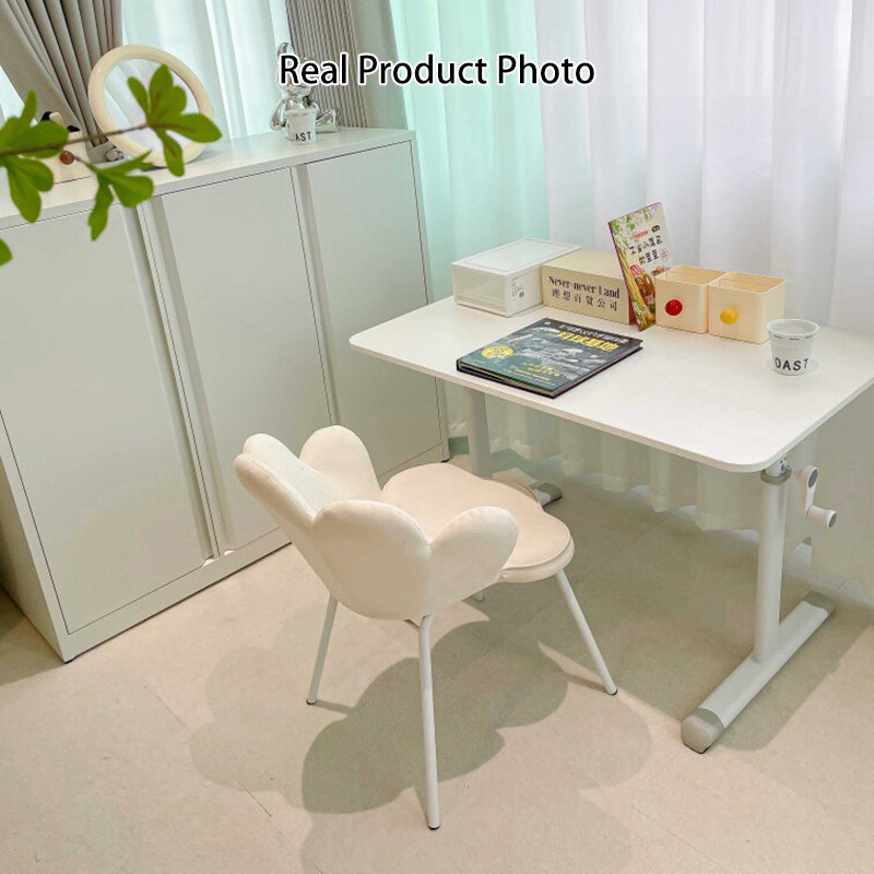 Modern Minimalist Engineered Wood Carbon Steel Rounded Rectangular Kids Study Desk With 1-Tier For Bedroom