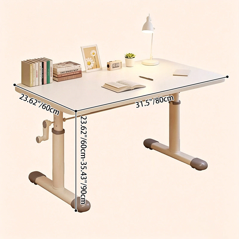 Modern Minimalist Engineered Wood Carbon Steel Rounded Rectangular Kids Study Desk With 1-Tier For Bedroom