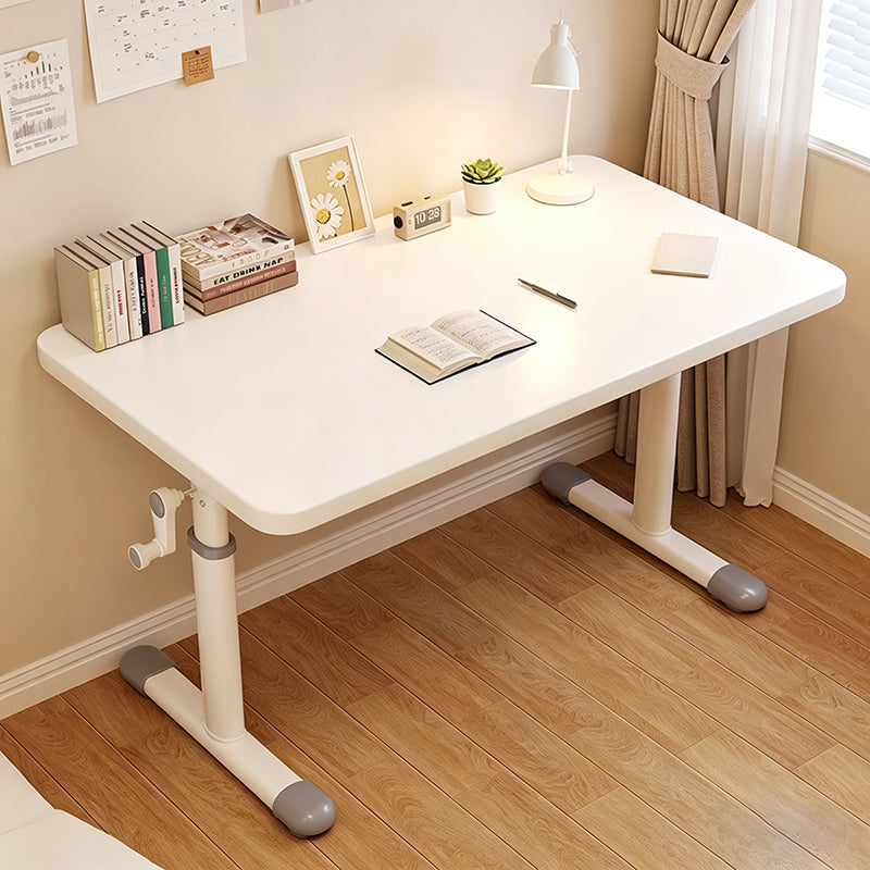 Modern Minimalist Engineered Wood Carbon Steel Rounded Rectangular Kids Study Desk With 1-Tier For Bedroom