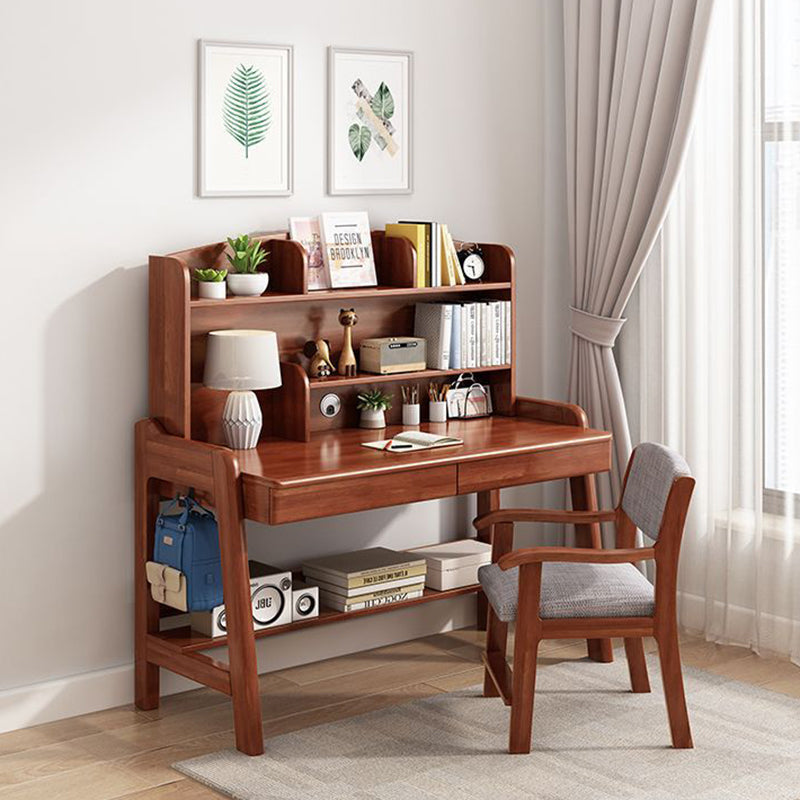 Modern Minimalist Wood Veneer Plywood Rounded Trapezoid Rectangular Kids Study Desk With 2 Drawers For Living Room