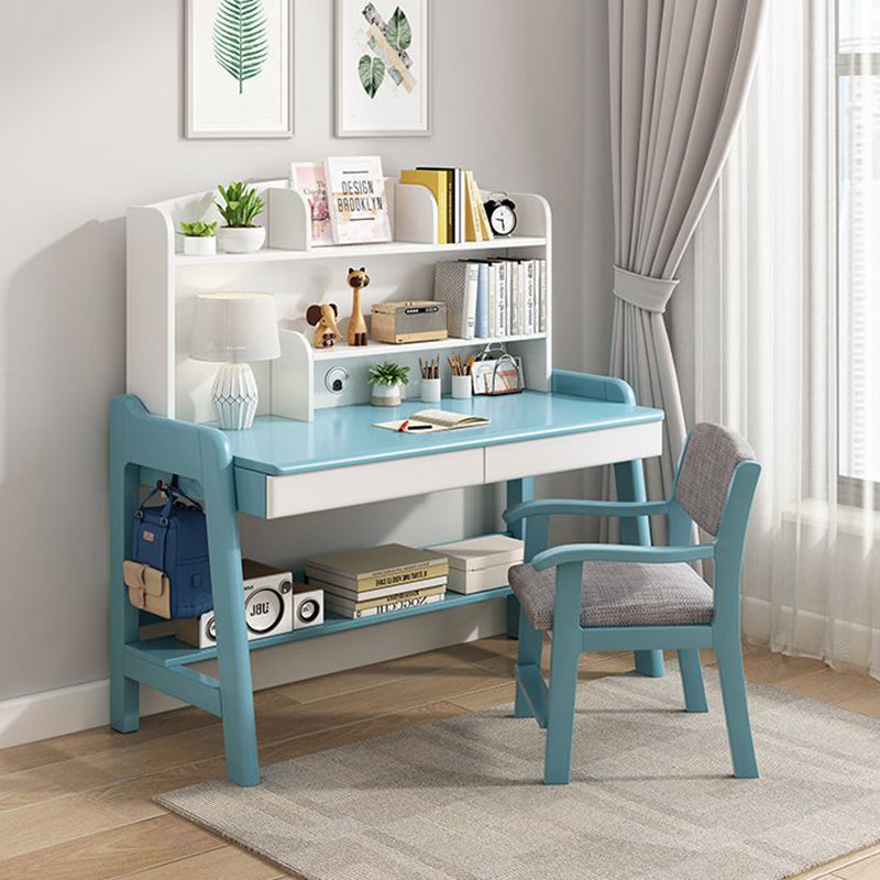 Modern Minimalist Wood Veneer Plywood Rounded Trapezoid Rectangular Kids Study Desk With 2 Drawers For Living Room