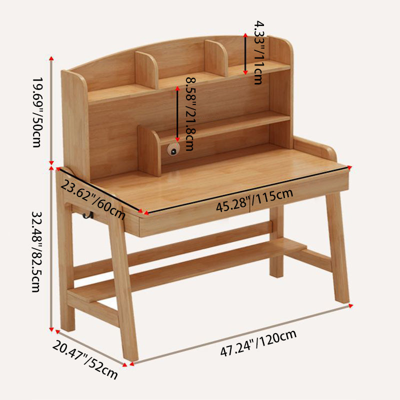 Modern Minimalist Wood Veneer Plywood Rounded Trapezoid Rectangular Kids Study Desk With 2 Drawers For Living Room