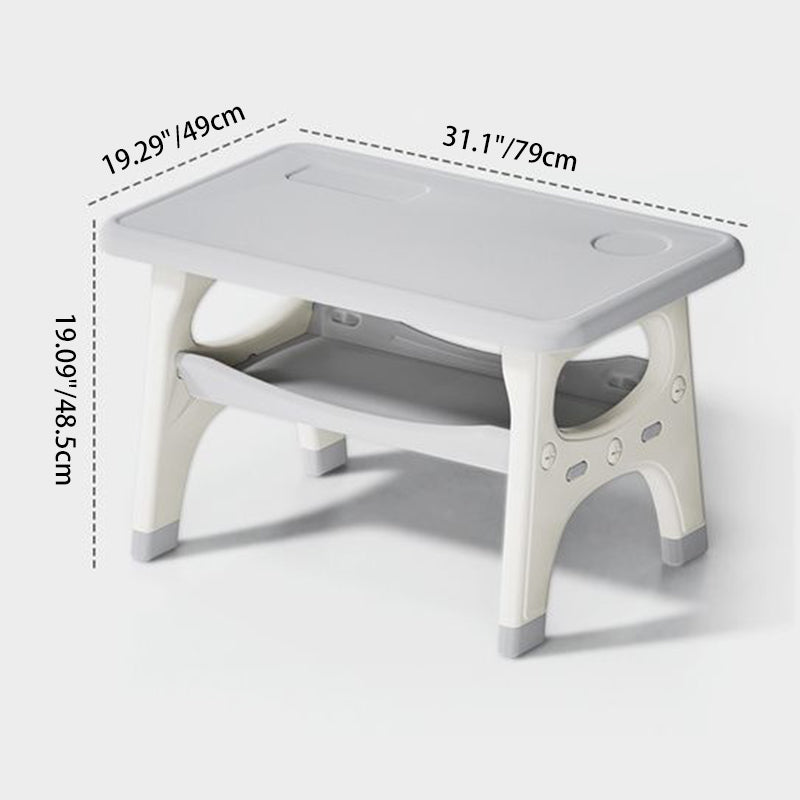 Modern Minimalist PE Geometric Curved Kids Study Desk Chair Set With 2-Tier For Living Room