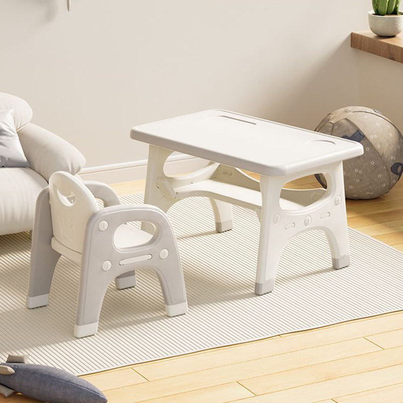 Modern Minimalist PE Geometric Curved Kids Study Desk Chair Set With 2-Tier For Living Room