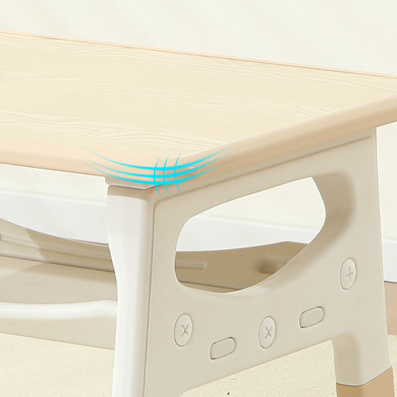 Modern Minimalist MDF PP Rounded Rectangular Kids Study Desk With 2-Tier For Living Room