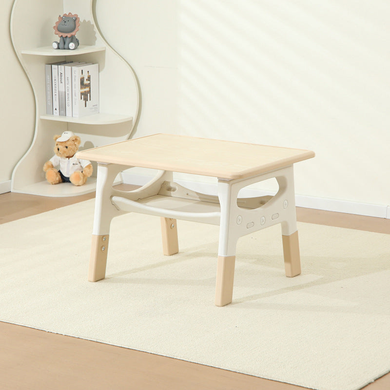 Modern Minimalist MDF PP Rounded Rectangular Kids Study Desk With 2-Tier For Living Room
